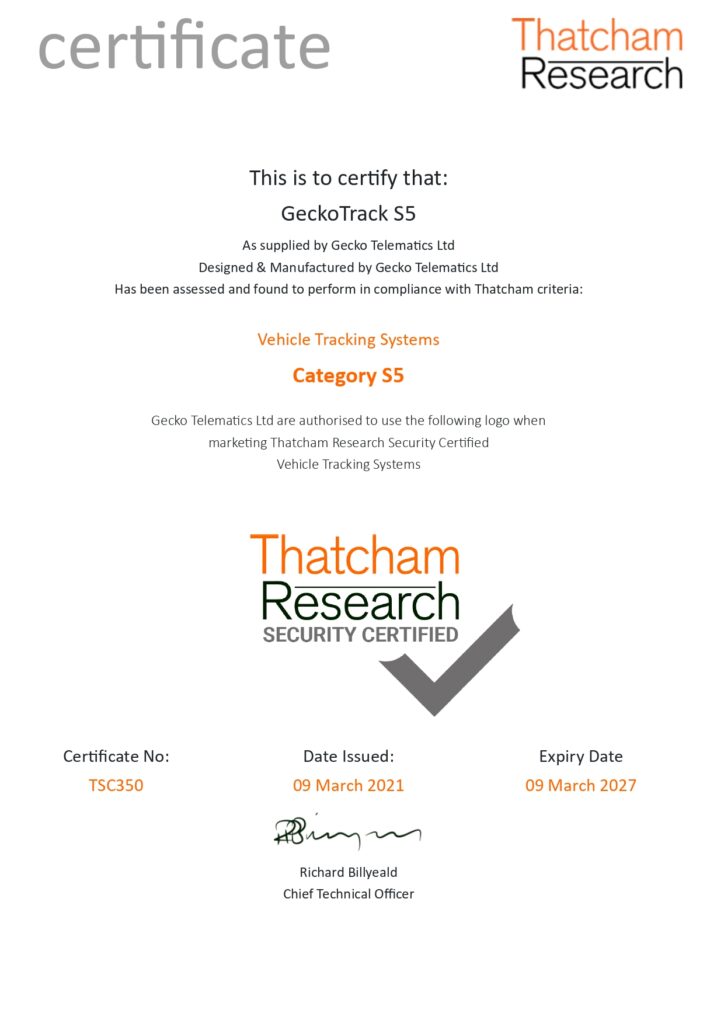 Gecko Track S5 GPS Tracker - Thatcham S5 Insurance Approved